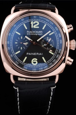 Panerai Top Replica 8612 Black Leather Strap Rose Gold Luxury Watch 81