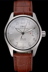 Swiss IWC Mark XVII Stainless Steel Case Silver Dial Brown Leather Bracelet 622665