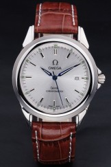 Brown Top Replica 8422 Brown Leather Strap Leather Men's Omega Deville Luxury Watch