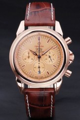 Brown Top Replica 8410 Brown Leather Strap Leather and Rose Gold Omega Deville Luxury Watch