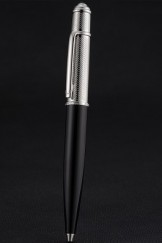 Cartier Silver Rimmed Silver Wave Pattern Upper Body Black Ballpoint Pen 622768