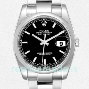Rolex Datejust 116200BKSO Men's 36mm Silver-tone Oyster Bracelet