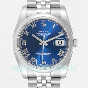 Rolex Datejust Men's 116200BLRJ 36mm Silver-tone Blue Dial