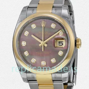 Rolex Datejust 36mm 116203BKMDO Men's Silver-tone Oyster Bracelet