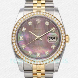 Rolex Datejust 36mm Men's 116243BKMDJ Mother of Pearl Silver-tone