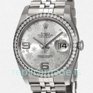 Rolex Datejust 116244SFAJ Men's 36mm Silver Floral Dial