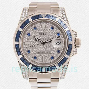 Rolex Submariner 40mm 116659 Men's Silver-tone Diamond Paved Dial