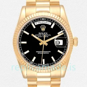 Rolex Day-Date 118238BKSP 36mm Men's Black Dial