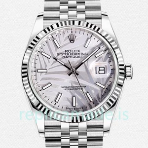 Rolex Datejust 41mm Men's 126234 Silver-tone Silver Palm Motif Dial