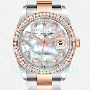Rolex Datejust Men's m126281rbr-0010 36mm Silver-tone White Mother of Pearl Dial