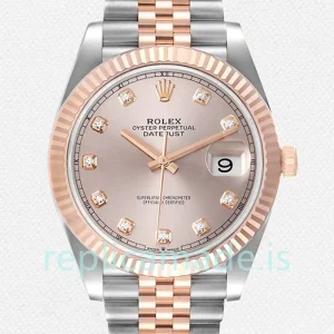 Rolex Datejust m126331-0008 Men's 41mm Pink Dial Silver-tone