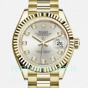 Rolex Datejust Ladies 28mm m279138rbr-0019 Silver Dial Gold-tone