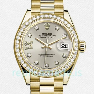 Rolex Datejust 28mm m279138rbr-0001 Ladies President Bracelet/Jubilee Bracelet Silver Diamond Dial