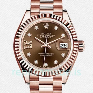 Rolex Datejust 28mm m279175-0002 Ladies Rose Gold-tone Chocolate Diamond Dial