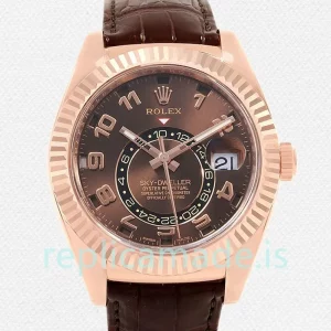 Rolex Sky-dweller Men's 42mm 326135-L Brown Dial Leather Strap