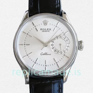 Rolex Cellini m50519-0006 39mm Men's Leather Strap White Dial