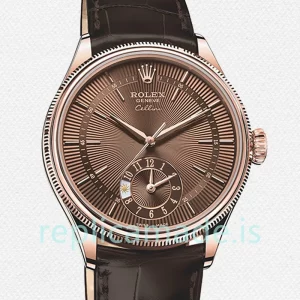 Rolex Cellini 39mm Men's m50525-0015 Leather Strap Rose Gold-tone