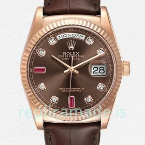 Rolex Day-Date 36mm 118135-0022 Men's Brown Dial Rose Gold-tone