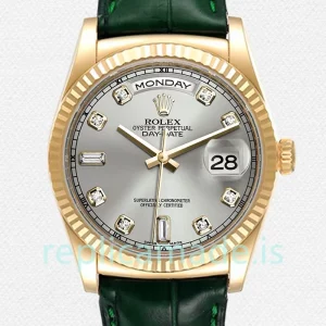 Rolex Day-Date Men's 36mm m118138-0135 Leather Strap Automatic