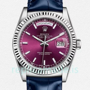 Rolex Day-Date 36mm Men's m118139-0060 Leather Strap