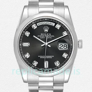 Rolex Day-Date Men's 118239-0089 36mm Silver-tone Black Dial