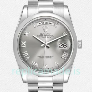 Rolex Day-Date 36mm 118206 Men's Grey Dial Silver-tone