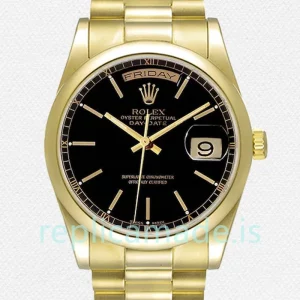 Rolex Day-Date 36mm 118208 Men's Black Dial Automatic