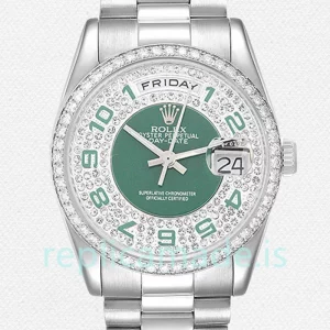 Rolex Day-Date Men's 118346 36mm President Bracelet Green Dial