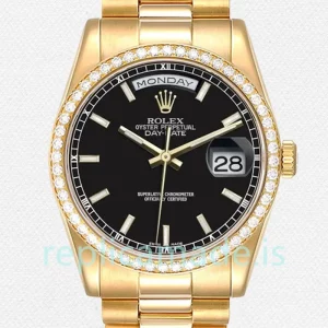 Rolex Day-Date 36mm Men's m118348-0208 Automatic Black Dial