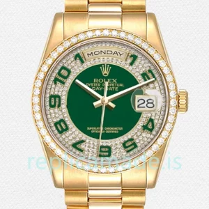 Rolex Day-Date 118348-0054 36mm Men's Green Dial Gold-tone