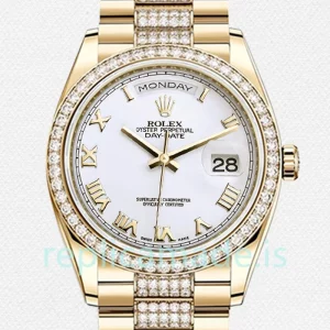 Rolex Day-Date m118348-0151 Men's 36mm Gold-tone White Dial