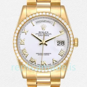 Rolex Day-Date Men's m118348-0150 36mm Gold-tone White Dial