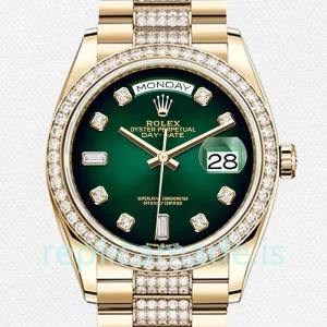 Rolex Day-Date Men's 36mm m128348rbr-0036 Green Dial