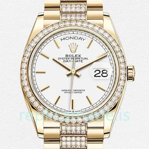 Rolex Day-Date Men's 36mm m128348rbr-0048 White Dial