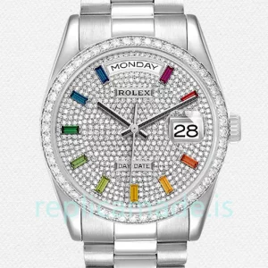 Rolex Day-Date Men's 36mm m128349rbr-0006 Automatic Diamond Paved Dial