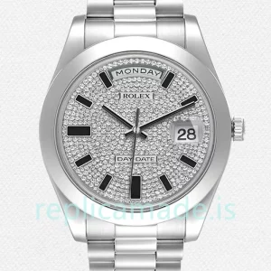 Rolex Day-Date 218206 Men's 41mm Diamond Pave Dial