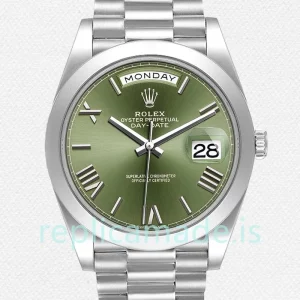 Rolex Day-Date 40mm Men's m228206-0027 Silver-tone Green Dial