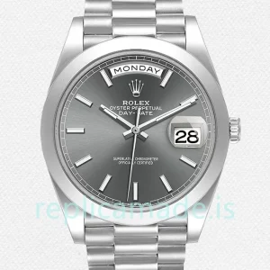 Rolex Day-Date m228206-0045 Men's 40mm President Bracelet Grey Dial