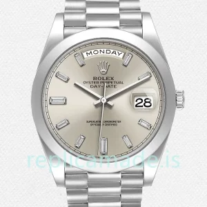 Rolex Day-Date Men's 40mm m228206-0012 Silver-tone Silver Dial
